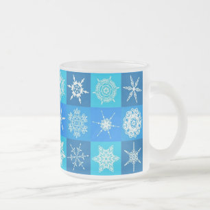 Blue Snowflakes Patroon Matglas Koffiemok