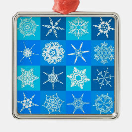 Blue Snowflakes Patroon Metalen Ornament