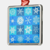 Blue Snowflakes Patroon Metalen Ornament (Links)