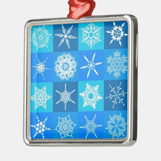 Blue Snowflakes Patroon Metalen Ornament (Links)