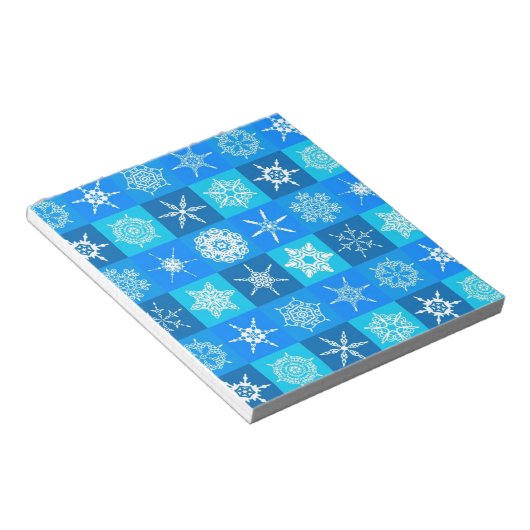 Blue Snowflakes Patroon Notitieblok (Schuin)