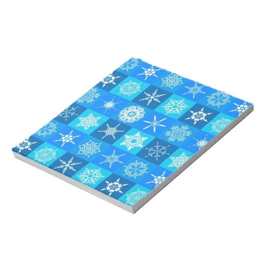 Blue Snowflakes Patroon Notitieblok (Linkerzijde)