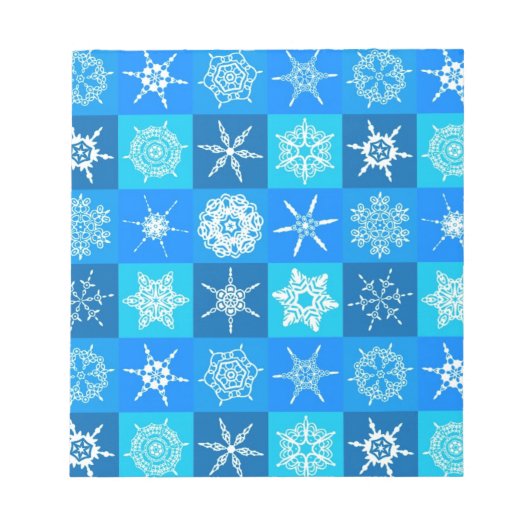 Blue Snowflakes Patroon Notitieblok (Voorkant)