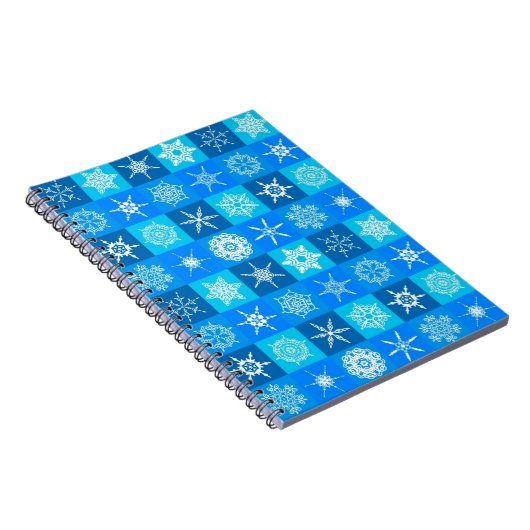 Blue Snowflakes Patroon Notitieboek (Rechterzijde)