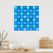 Blue Snowflakes Patroon Poster (Keuken)