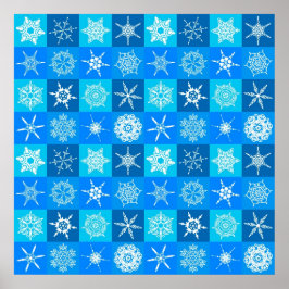 Blue Snowflakes Patroon Poster