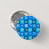 Blue Snowflakes Patroon Ronde Button 3,2 Cm (Voorkant /achterkant)