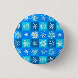 Blue Snowflakes Patroon Ronde Button 3,2 Cm