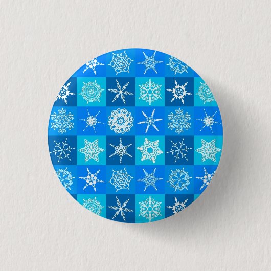 Blue Snowflakes Patroon Ronde Button 3,2 Cm (Voorkant)