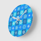 Blue Snowflakes Patroon Ronde Klok (Hoek)