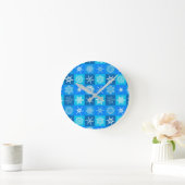 Blue Snowflakes Patroon Ronde Klok (Huis)