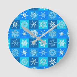Blue Snowflakes Patroon Ronde Klok