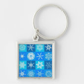 Blue Snowflakes Patroon Sleutelhanger (Voorkant)