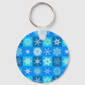 Blue Snowflakes Patroon Sleutelhanger (Voorkant)