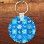 Blue Snowflakes Patroon Sleutelhanger (Achterkant)