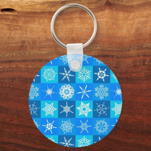 Blue Snowflakes Patroon Sleutelhanger (Achterkant)