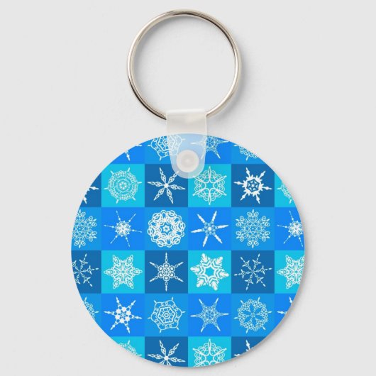 Blue Snowflakes Patroon Sleutelhanger (Achterkant)