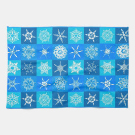 Blue Snowflakes Patroon Theedoek