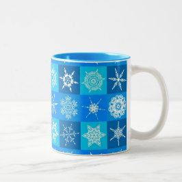 Blue Snowflakes Patroon Tweekleurige Koffiemok