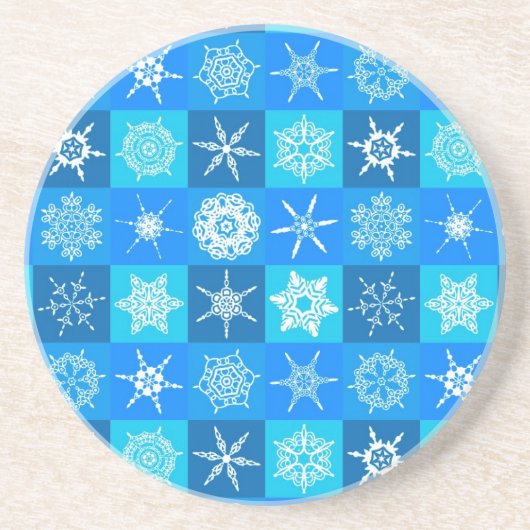 Blue Snowflakes Patroon Zandsteen Onderzetter (Voorkant)