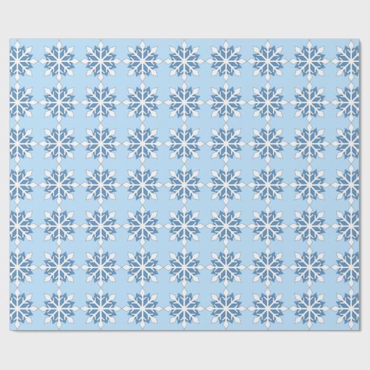 Blue Snowflakes Pattern Holiday Cadeaupapier (Vlak)