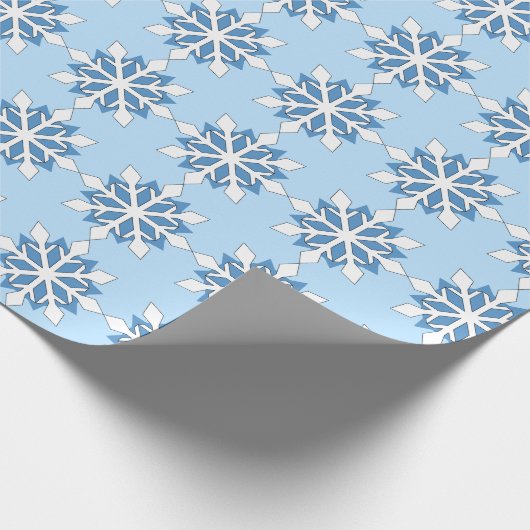 Blue Snowflakes Pattern Holiday Cadeaupapier (Hoek)