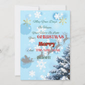 Blue Snowflakes, reindeer silhouettes, winter nigh Feestdagenkaart (Voorkant)