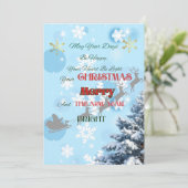 Blue Snowflakes, reindeer silhouettes, winter nigh Feestdagenkaart (Staand voorkant)