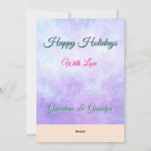 Blue Snowflakes, reindeer silhouettes, winter nigh Feestdagenkaart (Achterkant)