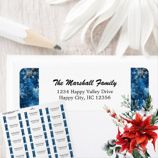 Blue Snowflakes Retour Adreslabel Etiket