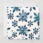  Blue Snowflakes Square Vakantiefoto Feestdagenkaart (Achterkant)