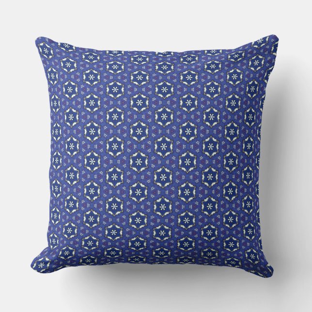 Blue Snowflakes Star Thow Pillow Kussen (Voorkant)