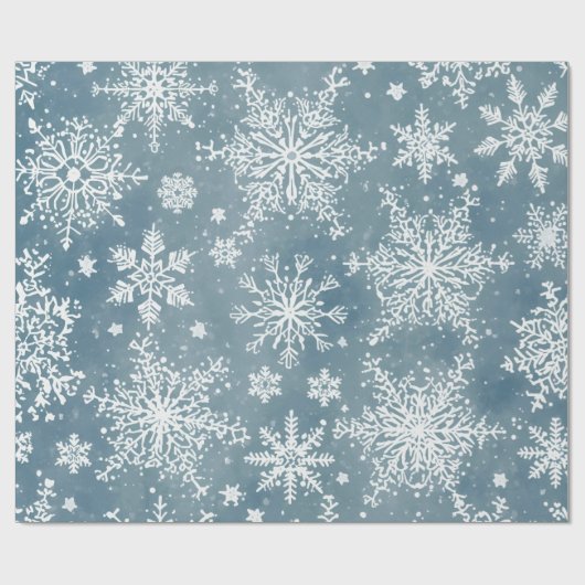 Blue Snowflakes Watercolor Winter Holiday Cadeaupapier (Vlak)