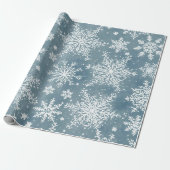 Blue Snowflakes Watercolor Winter Holiday Cadeaupapier (Uitgerold)
