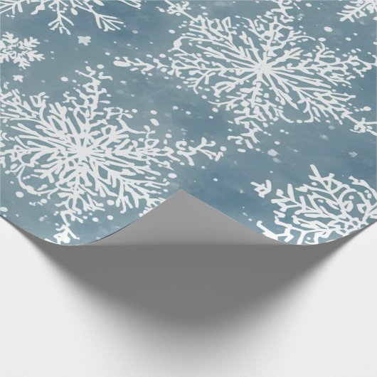 Blue Snowflakes Watercolor Winter Holiday Cadeaupapier (Hoek)