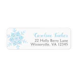 Blue Snowflakes Winter Baby Boy Shower Adres Etiket