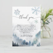 Blue Snowflakes Winter Baby shower Bedankkaart (Staand voorkant)