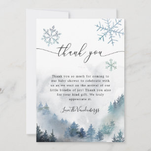 Blue Snowflakes Winter Baby shower Bedankkaart