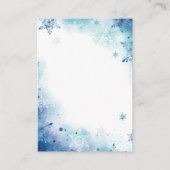 Blue Snowflakes Winter Baby shower Display Douche Informatiekaartje (Achterkant)