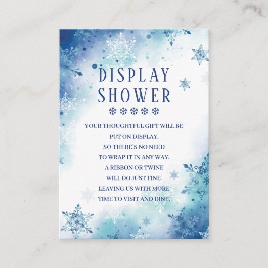 Blue Snowflakes Winter Baby shower Display Douche Informatiekaartje (Voorkant)