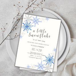Blue Snowflakes Winter Baby shower Invitation Kaart