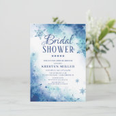 Blue Snowflakes Winter Bridal Shower Invitation Kaart (Staand voorkant)