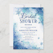 Blue Snowflakes Winter Bridal Shower Invitation Kaart (Voorkant)