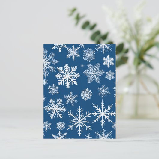 Blue Snowflakes Winter Briefkaart (Staand voorkant)