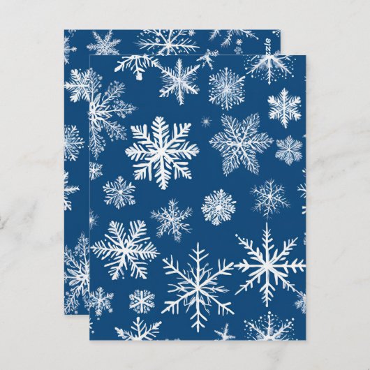 Blue Snowflakes Winter Briefkaart (Voorkant / Achterkant)