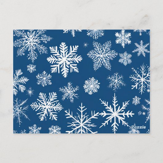 Blue Snowflakes Winter Briefkaart (Achterkant)