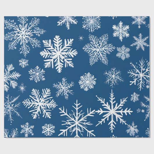 Blue Snowflakes Winter Cadeaupapier (Vlak)