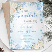 Blue Snowflakes Winter on the Way Baby shower Kaart