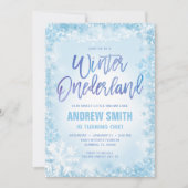 Blue Snowflakes Winter Onederland Birthday Kaart (Voorkant)