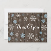 Blue Snowflakes Winter Rustic Wood Hartelijk dank (Voorkant)